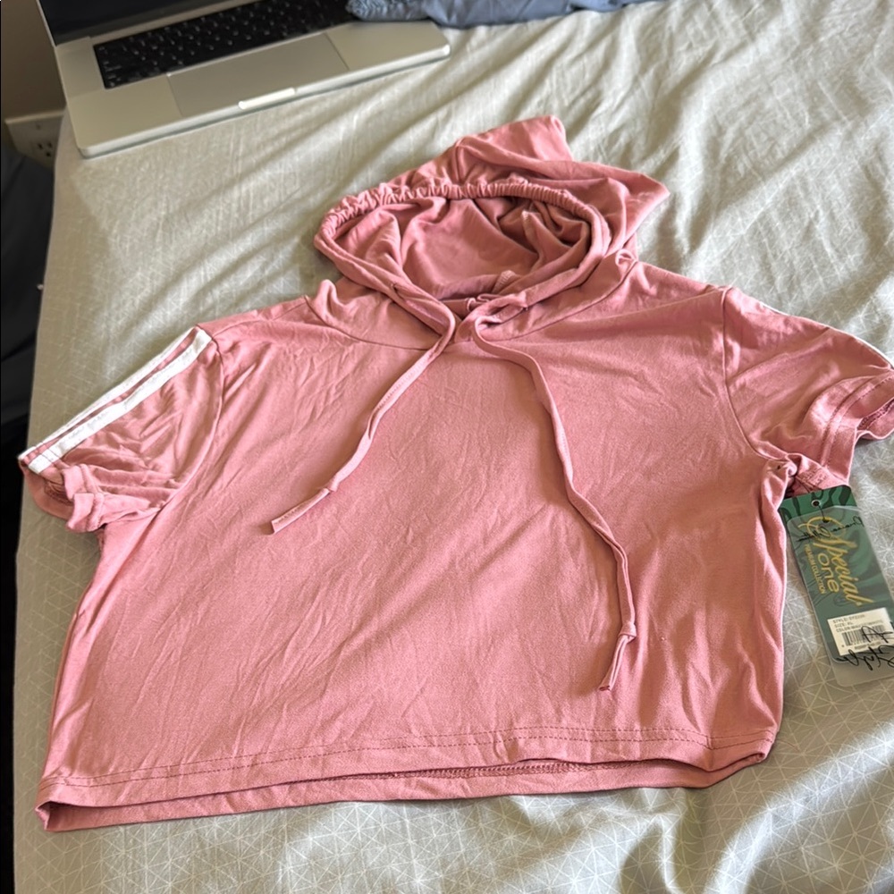 Special One Pink Hooded Crop Top
